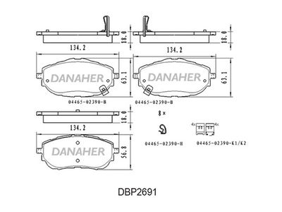 DBP2691 DANAHER Комплект тормозных колодок, дисковый тормоз