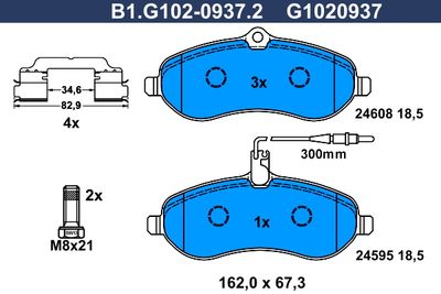 B1G10209372 GALFER Комплект тормозных колодок, дисковый тормоз