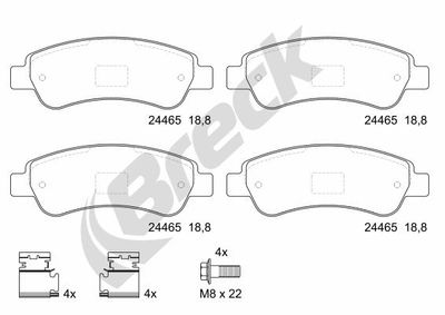 244650070300 BRECK Комплект тормозных колодок, дисковый тормоз