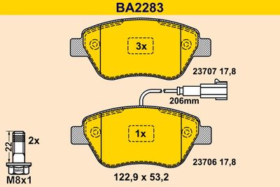 BA2283 BARUM Комплект тормозных колодок, дисковый тормоз