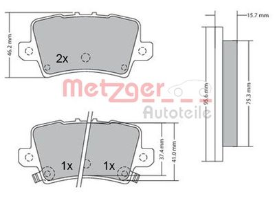 1170288 METZGER Комплект тормозных колодок, дисковый тормоз