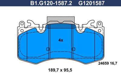 B1G12015872 GALFER Комплект тормозных колодок, дисковый тормоз
