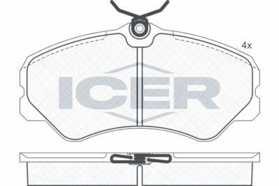 140783 ICER Комплект тормозных колодок, дисковый тормоз