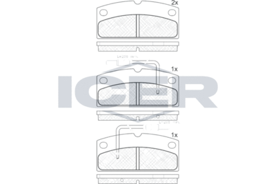 182133 ICER Комплект тормозных колодок, дисковый тормоз