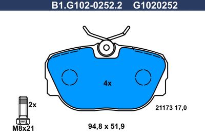 B1G10202522 GALFER Комплект тормозных колодок, дисковый тормоз