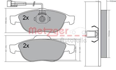 1170630 METZGER Комплект тормозных колодок, дисковый тормоз