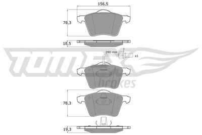 TX1358 TOMEX Brakes Комплект тормозных колодок, дисковый тормоз