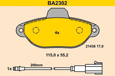 BA2302 BARUM Комплект тормозных колодок, дисковый тормоз