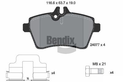 BPD1230 BENDIX Braking Комплект тормозных колодок, дисковый тормоз