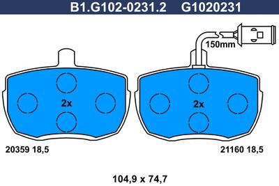B1G10202312 GALFER Комплект тормозных колодок, дисковый тормоз