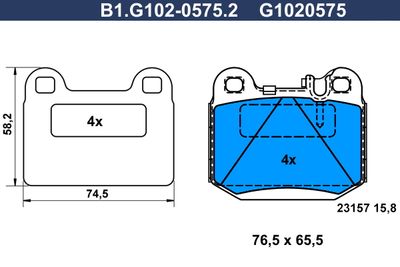 B1G10205752 GALFER Комплект тормозных колодок, дисковый тормоз
