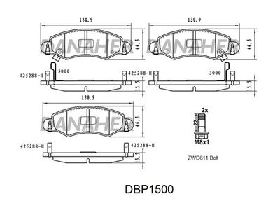DBP1500 DANAHER Комплект тормозных колодок, дисковый тормоз