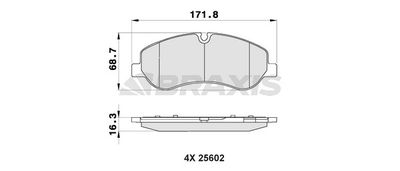 AB0503 BRAXIS Комплект тормозных колодок, дисковый тормоз