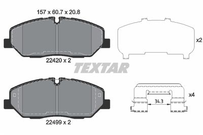 2242001 TEXTAR Комплект тормозных колодок, дисковый тормоз