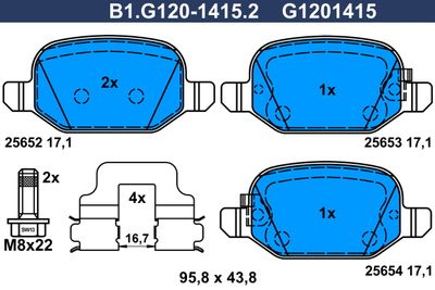 B1G12014152 GALFER Комплект тормозных колодок, дисковый тормоз