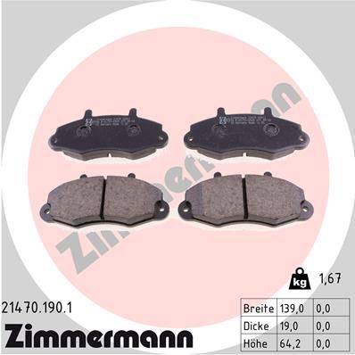 214701901 ZIMMERMANN Комплект тормозных колодок, дисковый тормоз