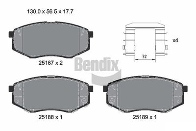 BPD1421 BENDIX Braking Комплект тормозных колодок, дисковый тормоз