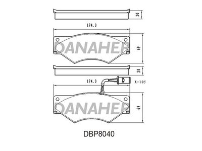DBP8040 DANAHER Комплект тормозных колодок, дисковый тормоз