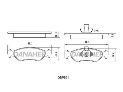 DBP591 DANAHER Комплект тормозных колодок, дисковый тормоз