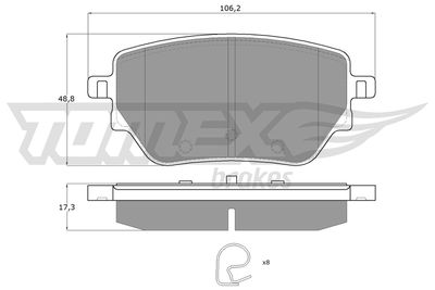 TX1208 TOMEX Brakes Комплект тормозных колодок, дисковый тормоз