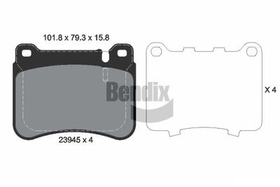 BPD1525 BENDIX Braking Комплект тормозных колодок, дисковый тормоз