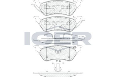 181564 ICER Комплект тормозных колодок, дисковый тормоз