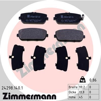 242981401 ZIMMERMANN Комплект тормозных колодок, дисковый тормоз