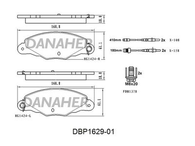 DBP162901 DANAHER Комплект тормозных колодок, дисковый тормоз