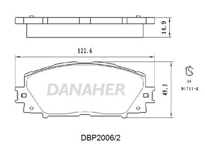 DBP20062 DANAHER Комплект тормозных колодок, дисковый тормоз