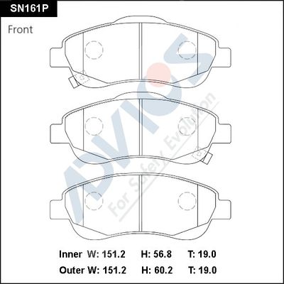 SN161P ADVICS Комплект тормозных колодок, дисковый тормоз