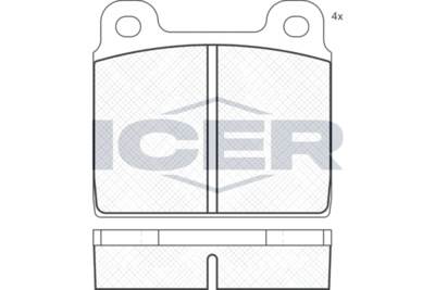 180011 ICER Комплект тормозных колодок, дисковый тормоз