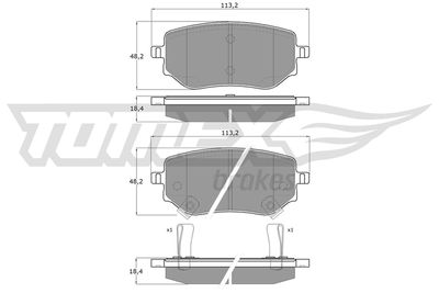 TX1587 TOMEX Brakes Комплект тормозных колодок, дисковый тормоз