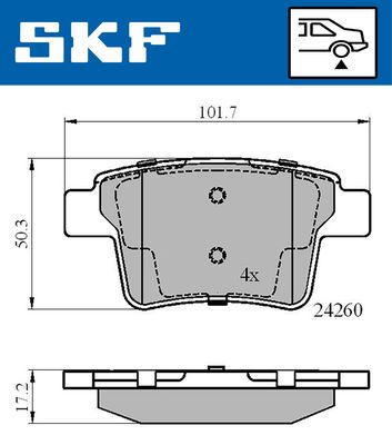 VKBP90407 SKF Комплект тормозных колодок, дисковый тормоз