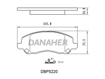 DBP5220 DANAHER Комплект тормозных колодок, дисковый тормоз