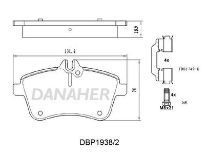 DBP19382 DANAHER Комплект тормозных колодок, дисковый тормоз