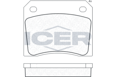 180036 ICER Комплект тормозных колодок, дисковый тормоз