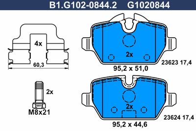 B1G10208442 GALFER Комплект тормозных колодок, дисковый тормоз