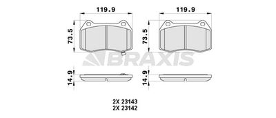 AB0410 BRAXIS Комплект тормозных колодок, дисковый тормоз