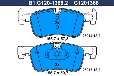 B1G12013682 GALFER Комплект тормозных колодок, дисковый тормоз