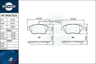 RT2PD17221 ROTINGER Комплект тормозных колодок, дисковый тормоз