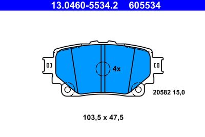 13046055342 ATE Комплект тормозных колодок, дисковый тормоз