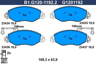 B1G12011922 GALFER Комплект тормозных колодок, дисковый тормоз