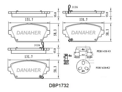 DBP1732 DANAHER Комплект тормозных колодок, дисковый тормоз