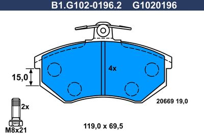 B1G10201962 GALFER Комплект тормозных колодок, дисковый тормоз