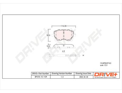 DP1010101129 Dr!ve+ Комплект тормозных колодок, дисковый тормоз