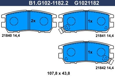 B1G10211822 GALFER Комплект тормозных колодок, дисковый тормоз