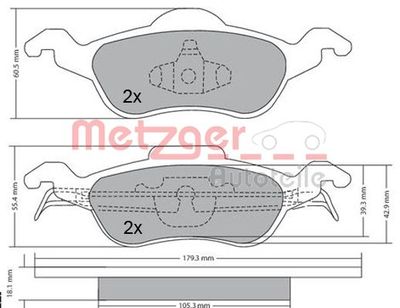 1170038 METZGER Комплект тормозных колодок, дисковый тормоз