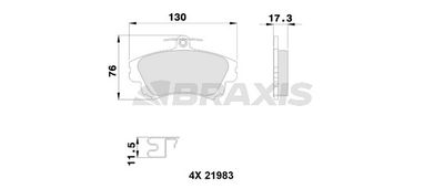 AB0112 BRAXIS Комплект тормозных колодок, дисковый тормоз