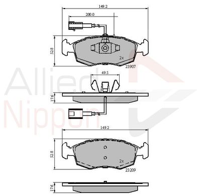 ADB12044 COMLINE Комплект тормозных колодок, дисковый тормоз