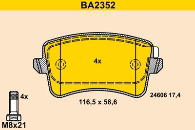 BA2352 BARUM Комплект тормозных колодок, дисковый тормоз